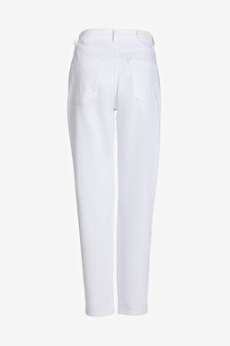 Yüksek Bel Denim Pantolon - Beyaz (görsel 8)