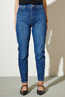%100 Pamuk Slim Fit Denim Pantolon - Mavi (görsel 5)