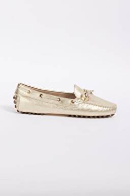 %100 Deri Loafer Ayakkabı - Altın