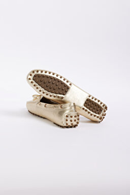 %100 Deri Loafer Ayakkabı - Altın (görsel 4)