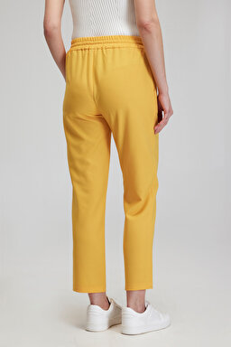 Standart Fit Normal Kesim Cepli Yünlü Krep Pantolon - Sarı (görsel 4)