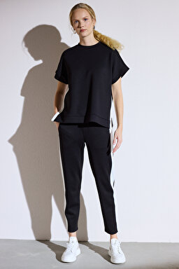 Scuba Sandy Cepli Sweatpant - Siyah-Ekru (görsel 3)