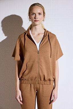 Kapüşonlu Sweatshirt - Camel (görsel 3)