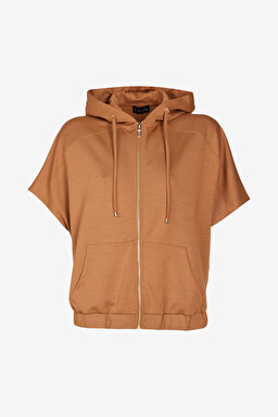 Kapüşonlu Sweatshirt - Camel (görsel 8)