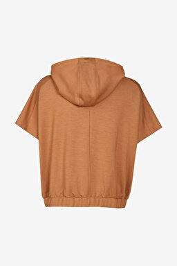 Kapüşonlu Sweatshirt - Camel (görsel 9)