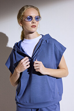 Kapüşonlu Sweatshirt - Indigo