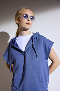 Kapüşonlu Sweatshirt - Indigo (görsel 2)