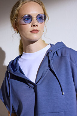 Kapüşonlu Sweatshirt - Indigo (görsel 3)