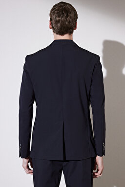 Slim Fit Dar Kesim Mono Yaka Cepli Performans Ceket - Siyah (görsel 6)