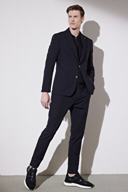 Slim Fit Dar Kesim Mono Yaka Cepli Performans Ceket - Siyah (görsel 7)