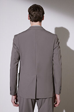 Slim Fit Dar Kesim Mono Yaka Cepli Performans Ceket - Camel (görsel 7)