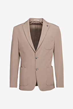 Slim Fit Dar Kesim Mono Yaka Cepli Performans Ceket - Camel (görsel 9)