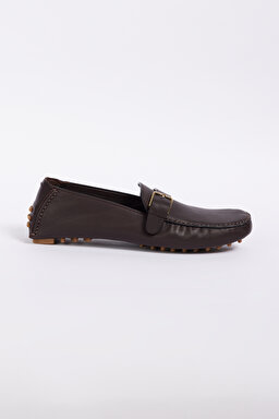 Deri Tokalı Loafer Ayakkabı - Kahverengi