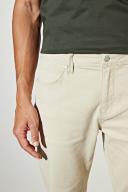 Regular Fit Geniş Kesim Cepli Pantolon - Bej (görsel 6)