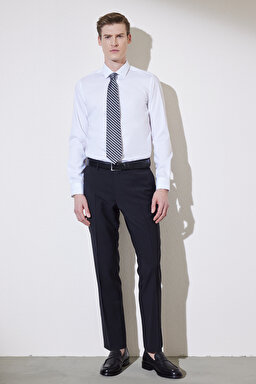 Slim Fit Dar Kesim Klasik Yaka %100 Pamuk Gömlek - Beyaz (görsel 6)