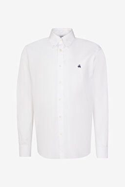 Ütü Gerektirmeyen Regular Fit Geniş Kesim Non-Iron Gömlek - Beyaz (görsel 5)