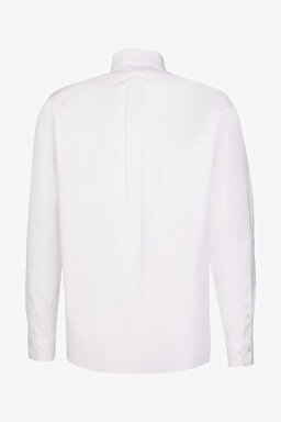 Ütü Gerektirmeyen Regular Fit Geniş Kesim Non-Iron Gömlek - Beyaz (görsel 6)