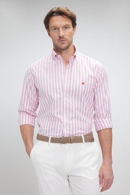 Ütü Gerektirmeyen Regular Fit Geniş Kesim Non-Iron Gömlek - Kırmızı (görsel 2)