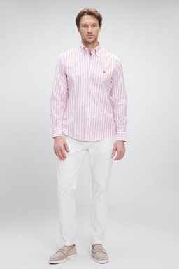 Ütü Gerektirmeyen Regular Fit Geniş Kesim Non-Iron Gömlek - Kırmızı (görsel 4)