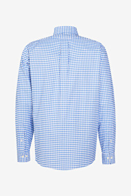 Ütü Gerektirmeyen Regular Fit Geniş Kesim Non-Iron Gömlek - Mavi (görsel 2)