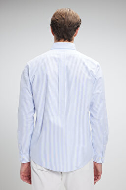 Ütü Gerektirmeyen Regular Fit Geniş Kesim Non-Iron Gömlek - Açık Mavi (görsel 7)