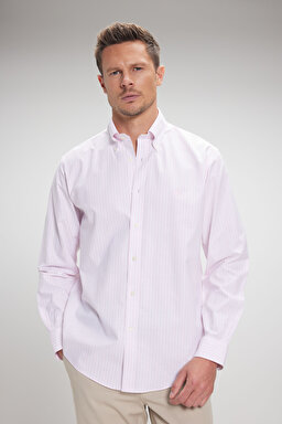 Ütü Gerektirmeyen Regular Fit Geniş Kesim Non-Iron Gömlek - Açık Pembe