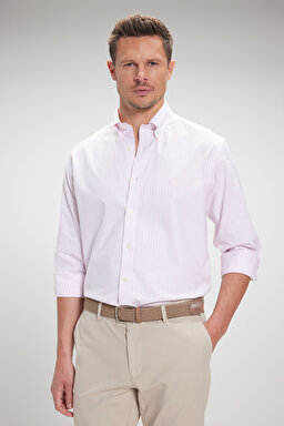 Ütü Gerektirmeyen Regular Fit Geniş Kesim Non-Iron Gömlek - Açık Pembe (görsel 3)