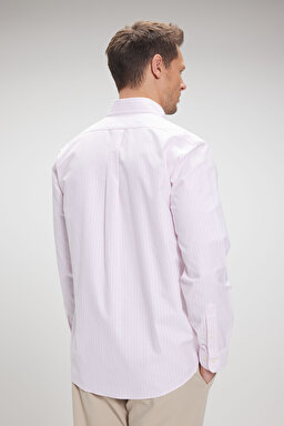 Ütü Gerektirmeyen Regular Fit Geniş Kesim Non-Iron Gömlek - Açık Pembe (görsel 6)
