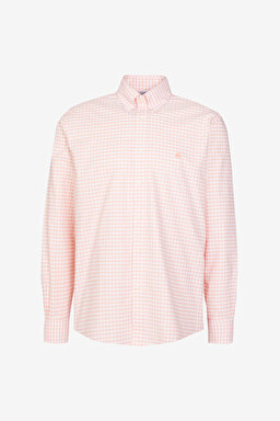 Ütü Gerektirmeyen Regular Fit Geniş Kesim Non-Iron Gömlek - Açık Turuncu (görsel 7)