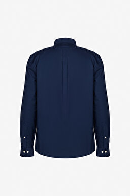 Ütü Gerektirmeyen Slim Fit Dar Kesim Pamuklu Non-Iron Gömlek - Lacivert (görsel 2)