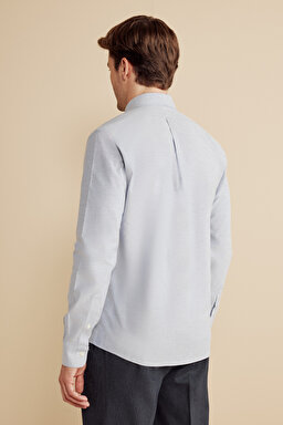 Ütü Gerektirmeyen Slim Fit Dar Kesim Pamuklu Non-Iron Gömlek - Lacivert (görsel 5)