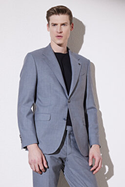 Slim Fit Dar Kesim Mono Yaka Cepli Takım Elbise - Gri (görsel 4)