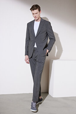 Slim Fit Dar Kesim Mono Yaka İtalyan Kumaş Marzotto Takım Elbise - Haki