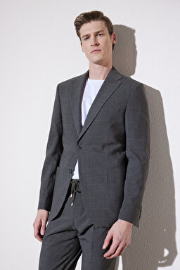 Slim Fit Dar Kesim Mono Yaka İtalyan Kumaş Marzotto Takım Elbise - Haki (görsel 4)