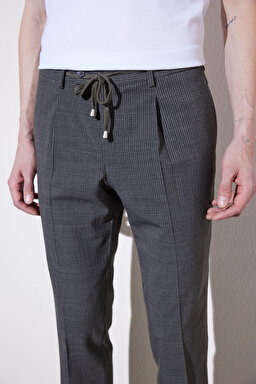 Slim Fit Dar Kesim Mono Yaka İtalyan Kumaş Marzotto Takım Elbise - Haki (görsel 6)