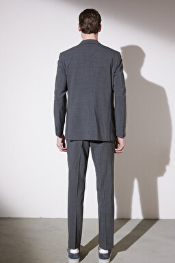 Slim Fit Dar Kesim Mono Yaka İtalyan Kumaş Marzotto Takım Elbise - Haki (görsel 9)