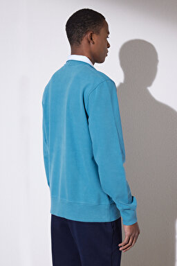 Yarım Fermuarlı Sweatshirt - Mavi (görsel 6)