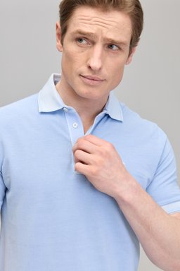Polo Yaka Tişört - Açık Mavi (görsel 4)