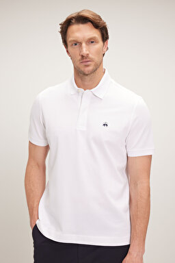 Likralı Pike Polo Tişört - Beyaz (görsel 4)