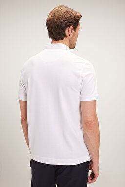 Likralı Pike Polo Tişört - Beyaz (görsel 6)