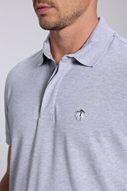 Likralı Pike Polo Tişört - Gri Melanj (görsel 5)