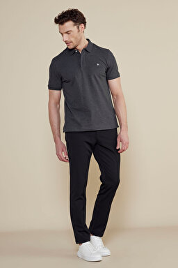 Likralı Pike Polo Tişört - Antrasit (görsel 3)