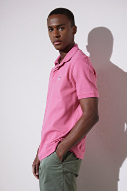 Likralı Pike Polo Tişört - Pembe (görsel 5)