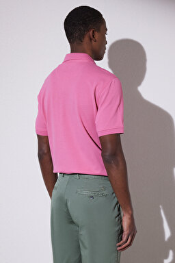 Likralı Pike Polo Tişört - Pembe (görsel 6)