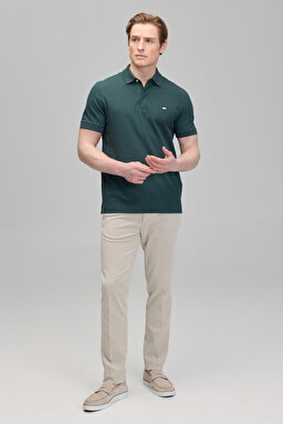 Likralı Pike Polo Tişört - Koyu Yeşil (görsel 3)