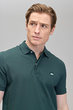 Likralı Pike Polo Tişört - Koyu Yeşil (görsel 4)