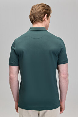 Likralı Pike Polo Tişört - Koyu Yeşil (görsel 5)