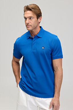 Likralı Pike Polo Tişört - Saks Mavi (görsel 2)