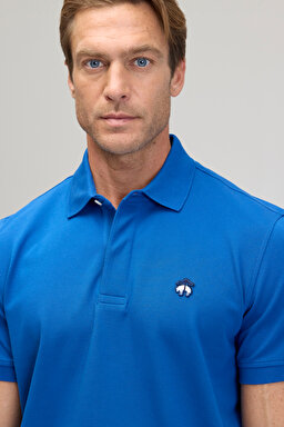 Likralı Pike Polo Tişört - Saks Mavi (görsel 4)