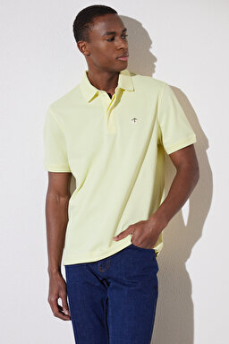 Likralı Pike Polo Tişört - Sarı